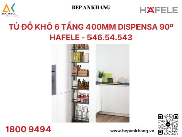 Tủ Đồ Khô 6 tầng 400mm Dispensa 90º Hafele 546.54.543